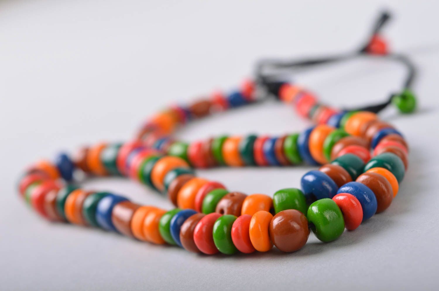 Unusual handmade colorful necklace made of cold porcelain on laces photo 4