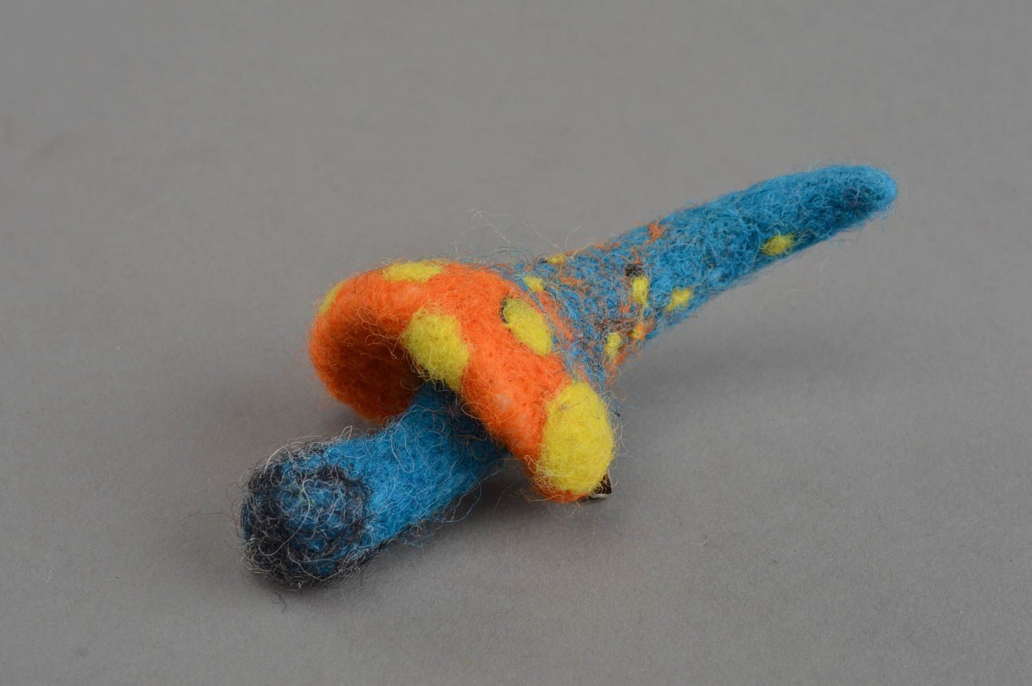 Broche multicolore en laine naturelle feutrée faite main originale Champignon photo 3