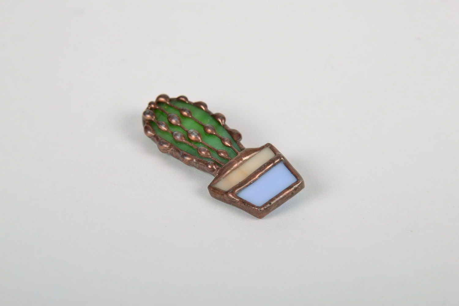 Stained glass brooch Cactus photo 1