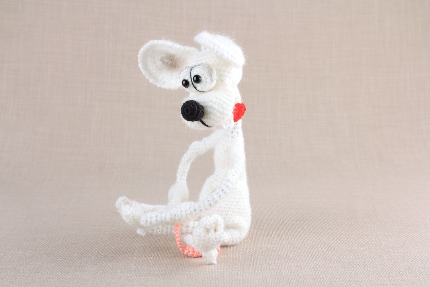 Hand crocheted toy Mouse with a Sausage photo 4