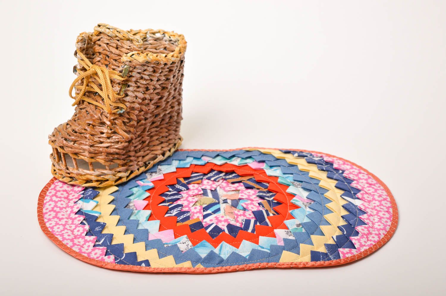 Bright handmade textile coaster hot pads kitchen design table setting ideas photo 1