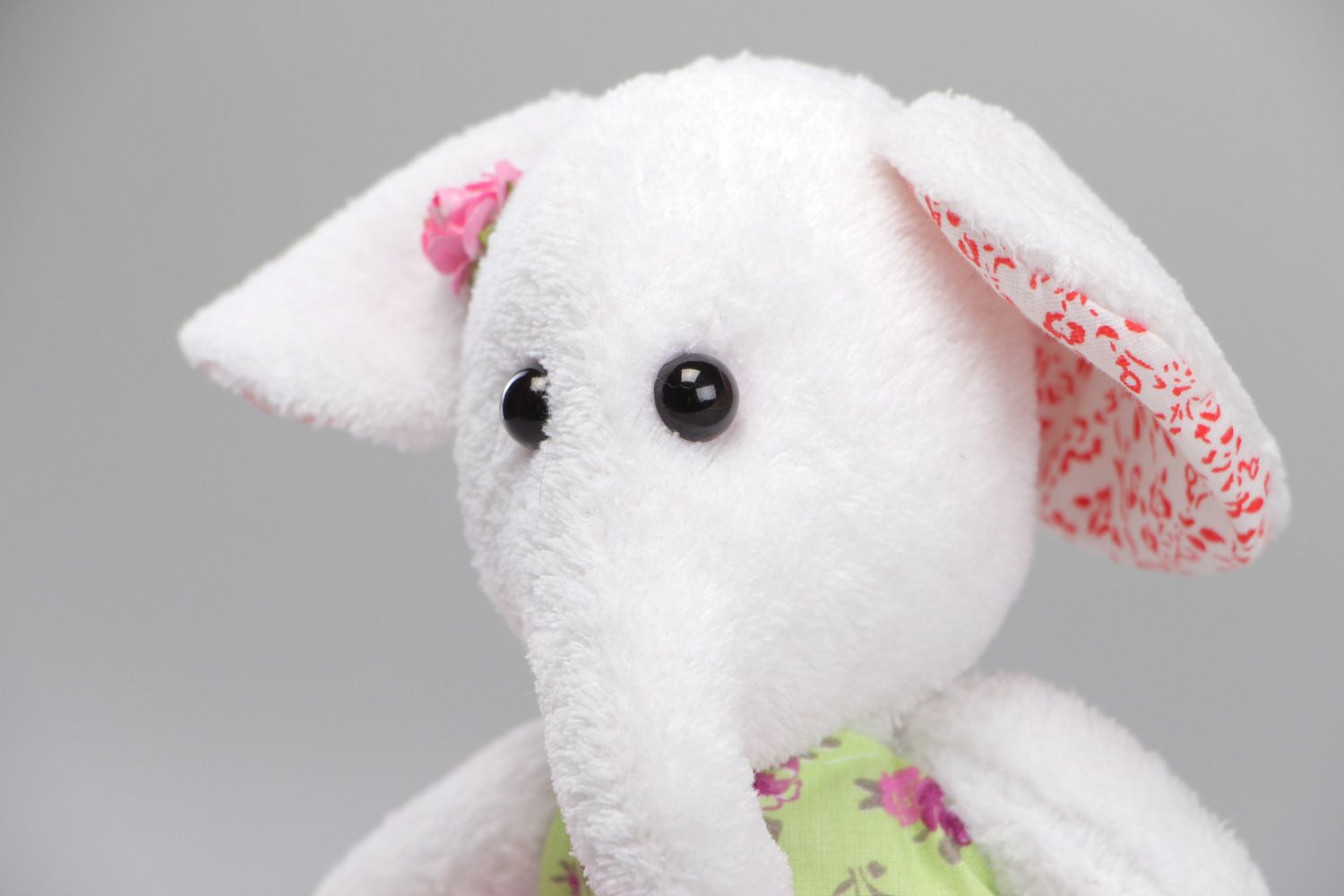Joli jouet mou Éléphant en tissus naturels original fait main pour enfants photo 2