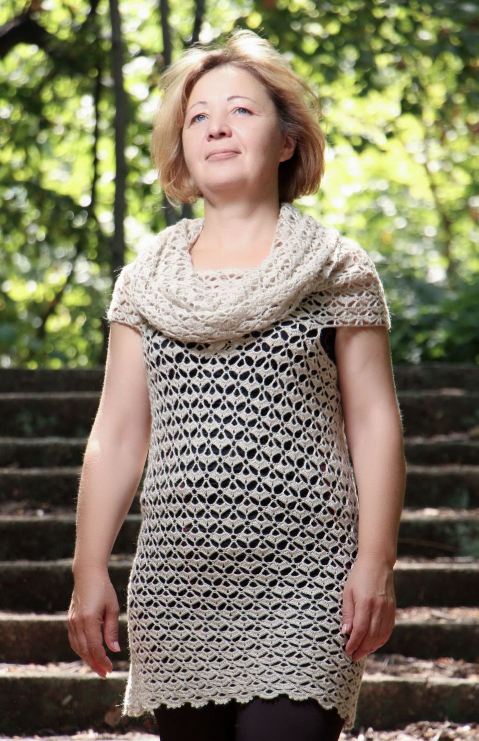 Knitted tunic with big collar photo 1