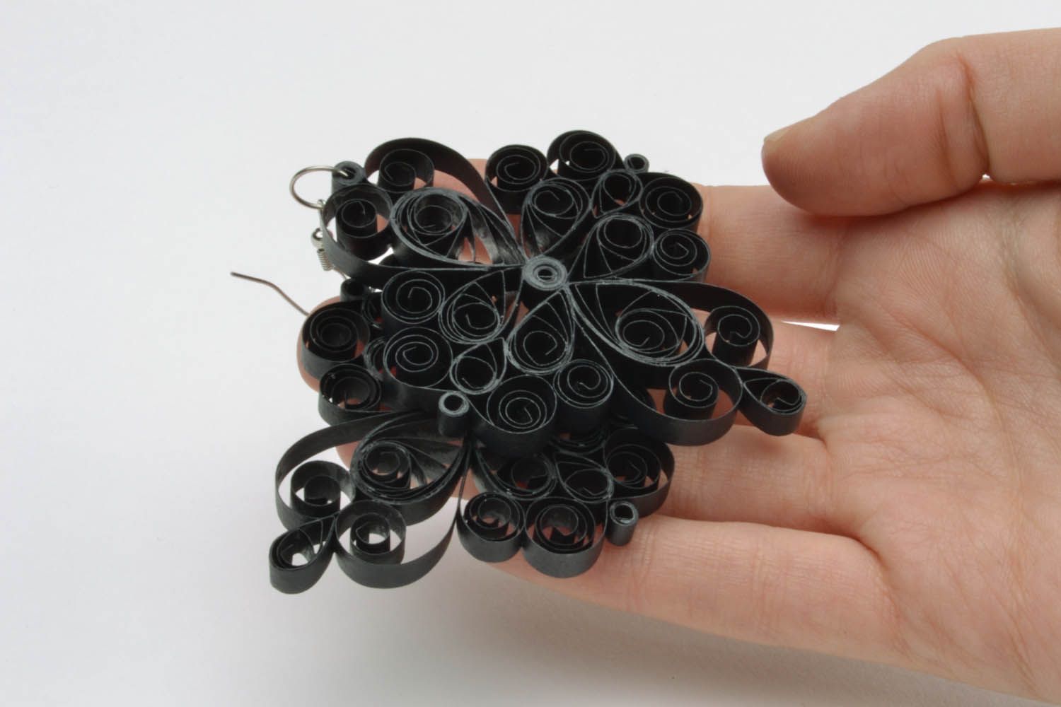 Handmade lace black earrings photo 2