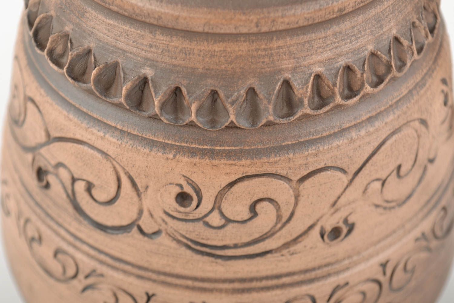 Braune keramische Kanne für Kaffee mit Musterung 500 ml künstlerische Handarbeit foto 2