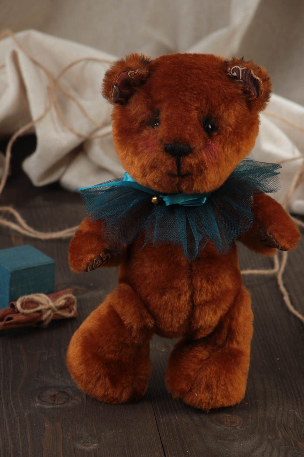 Мягкая игрушка медведик из искусственного меха ручной работы авторский красивый фото 1