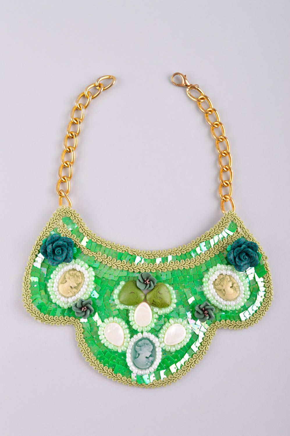 Collar hecho a mano verde regalo original para mujeres bisutería de moda foto 5