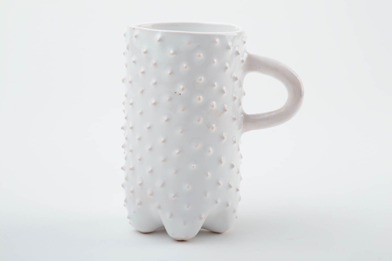 Keramik Tasse für Tee groß 350 ml mit originellem Design weiß schön glasiert foto 3
