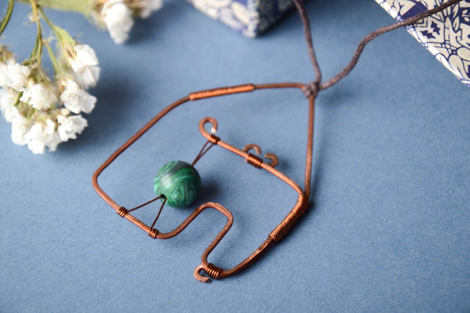 Stylish metal pendant handmade beautiful accessory copper designer jewelry photo 1