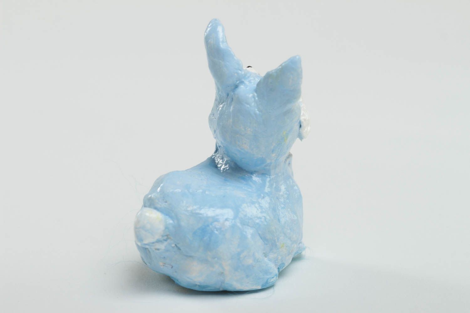 Figurine décorative fait main Statuette lapin bleu pâte polymère Cadeau original photo 4