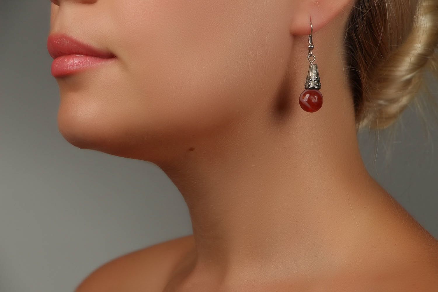 Earrings with Brazilian agate photo 4