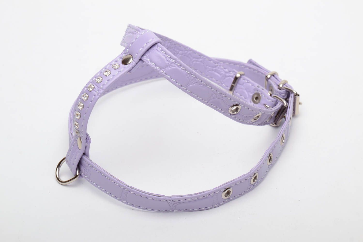 Violettes Hundegeschirr aus Leder  foto 4