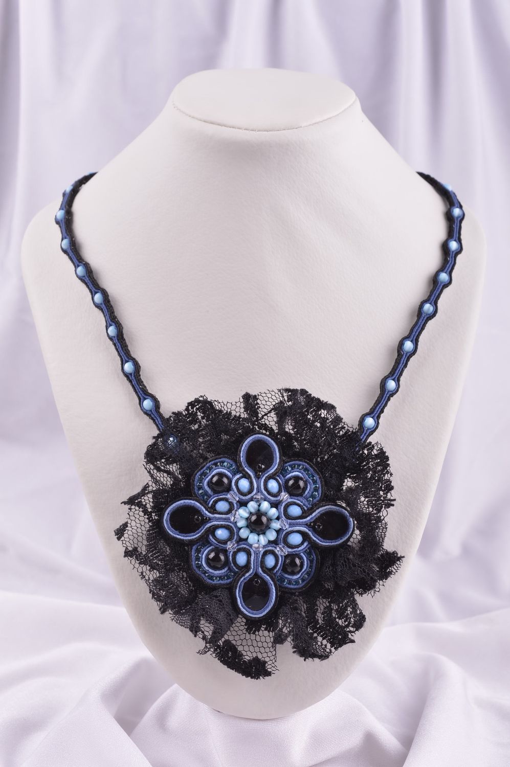 Handmade Soutache Schmuck dunkle Modeschmuck Halskette schöne Collier Halskette foto 1