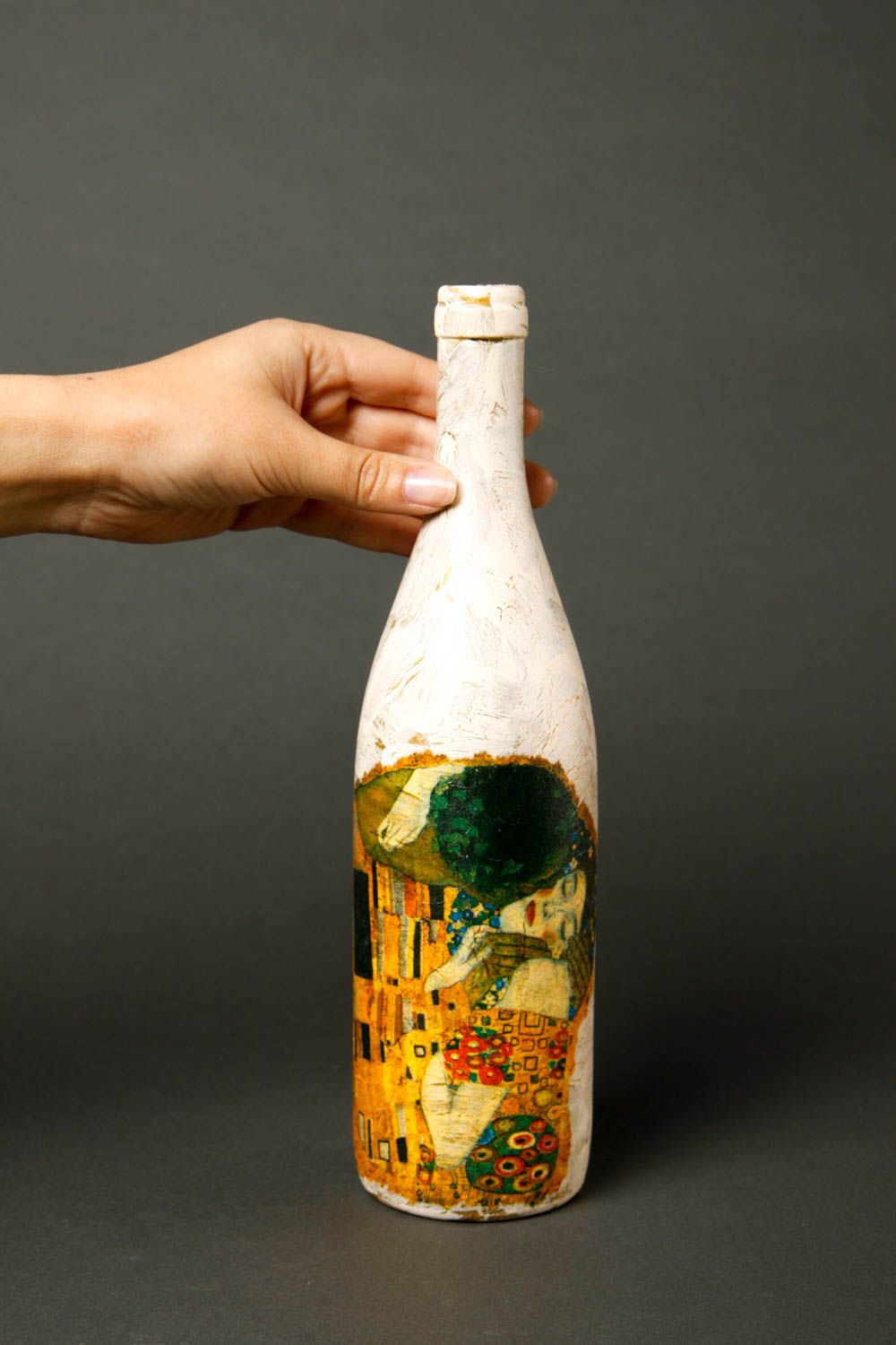 Botella de vidrio para vino hecha a mano regalo original decoración de cocina  foto 2