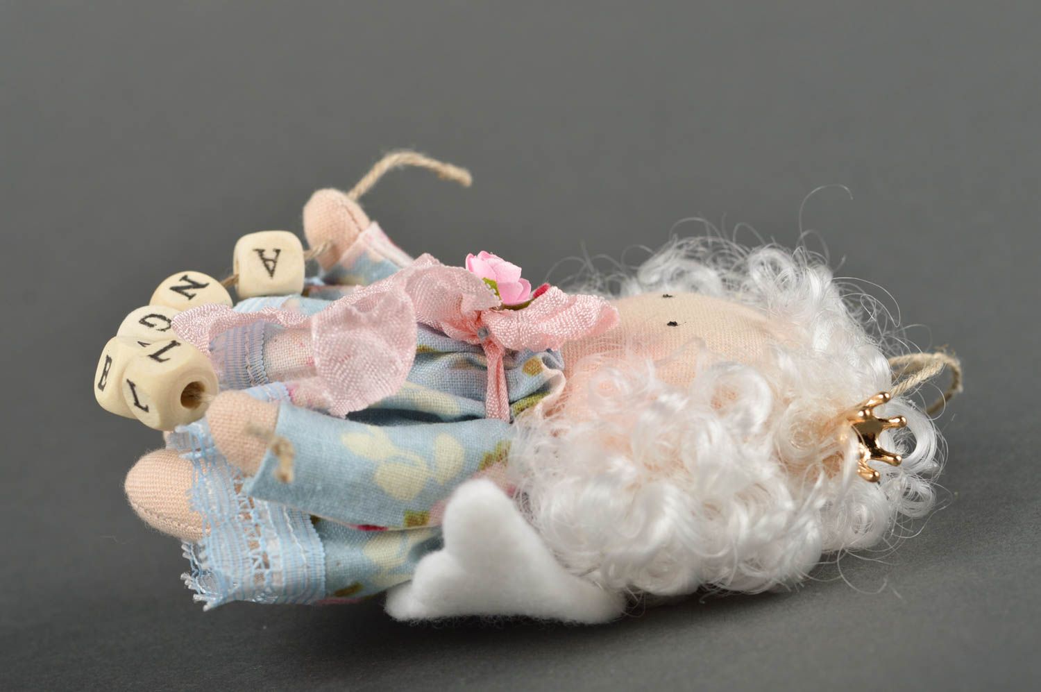 Poupée décorative Jouet pour enfant fait main ange en tissu Déco chambre fille photo 3