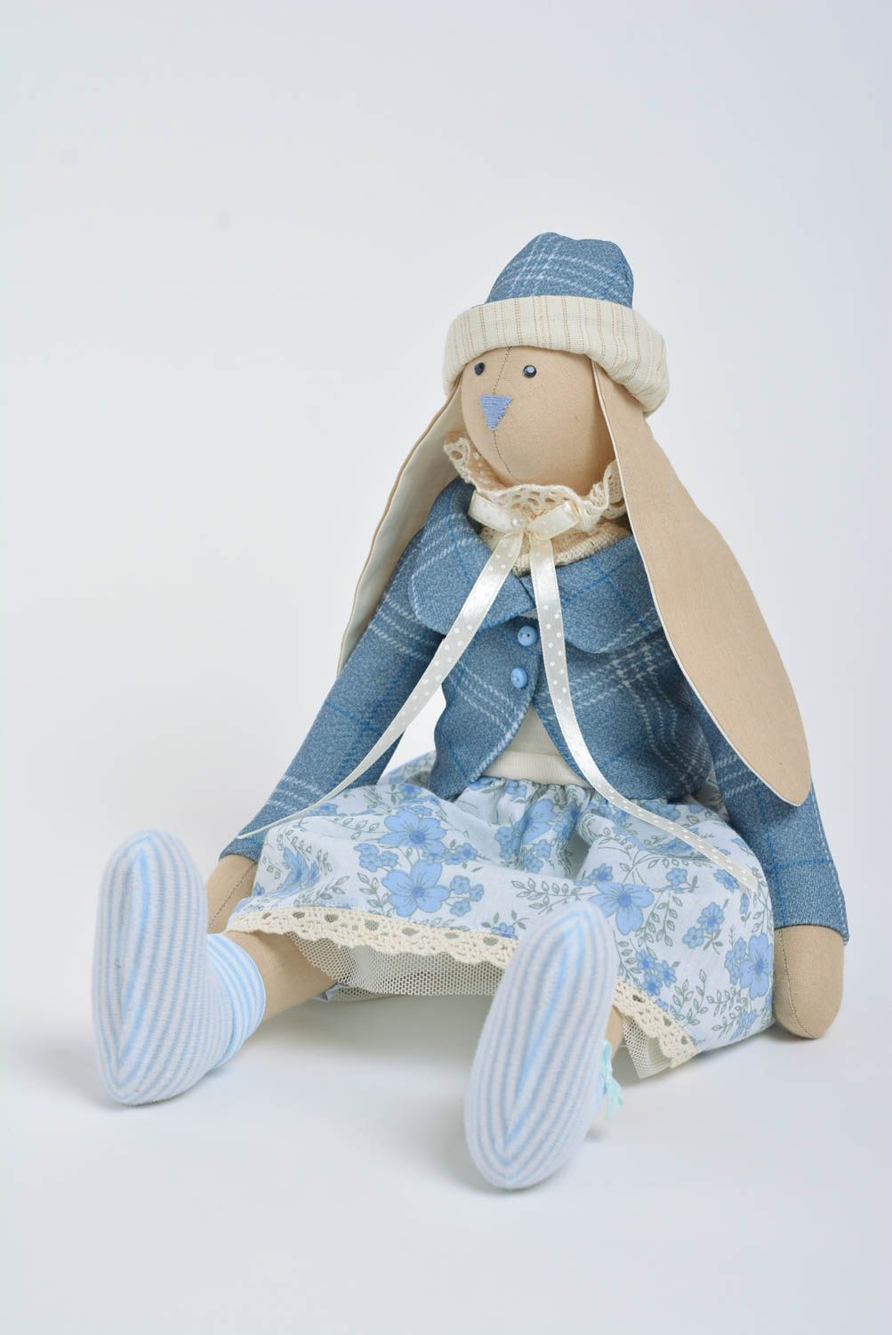 Handgemachte Interieur Puppe aus Stoff Hase mit langen Löffeln für Kinder foto 1