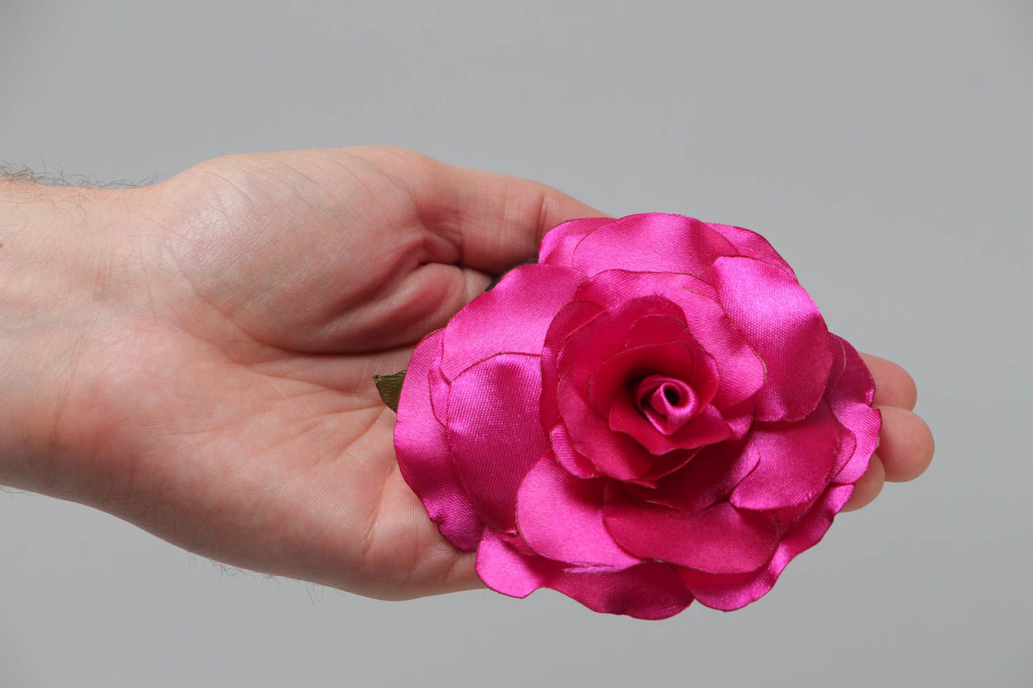 Резинка для волос с цветком большая яркая розовая красивая модная ручной работы фото 5