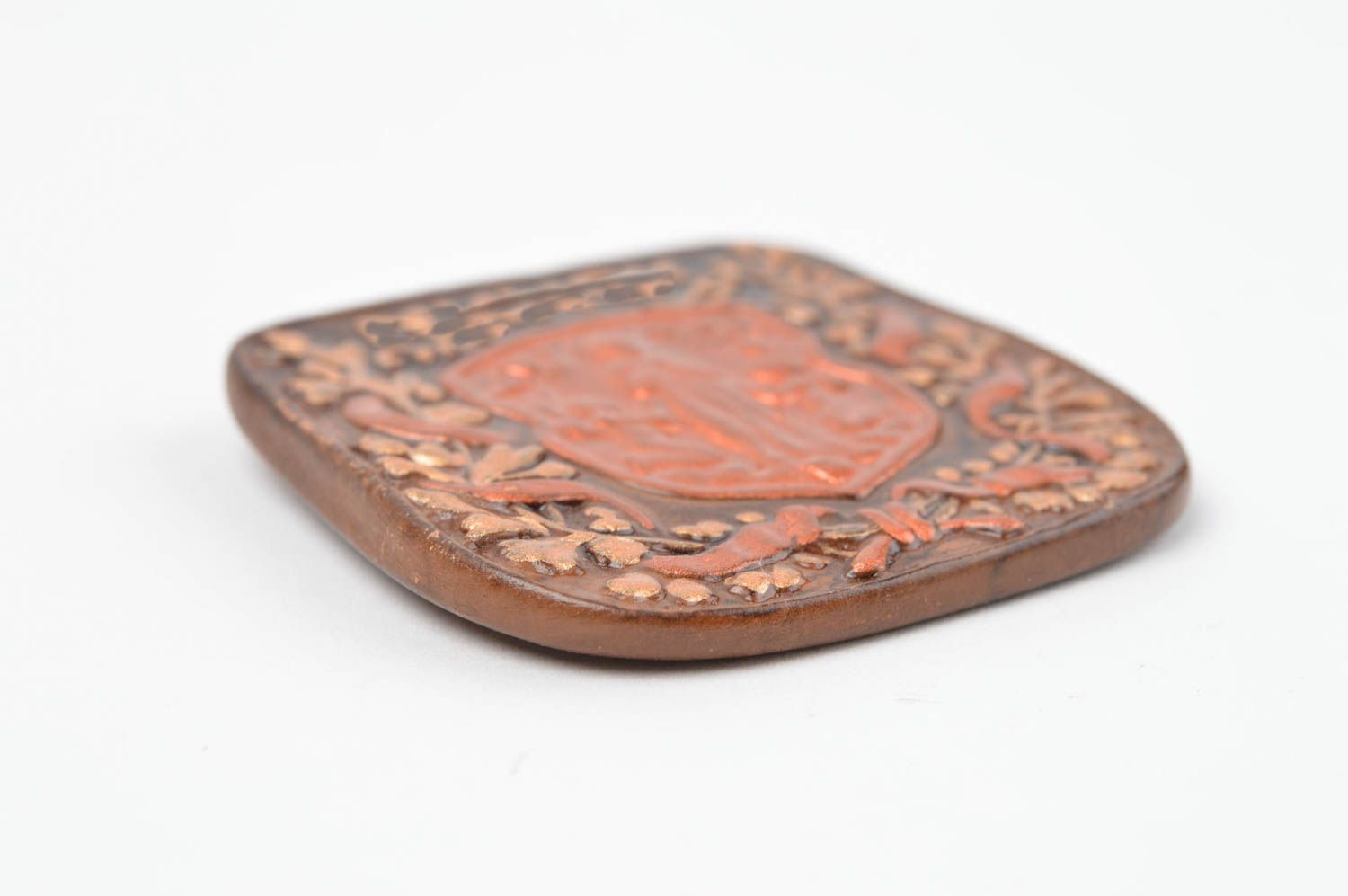 Magnete da frigo fatto a mano in ceramica a forma di emblema souvenir calamita foto 3