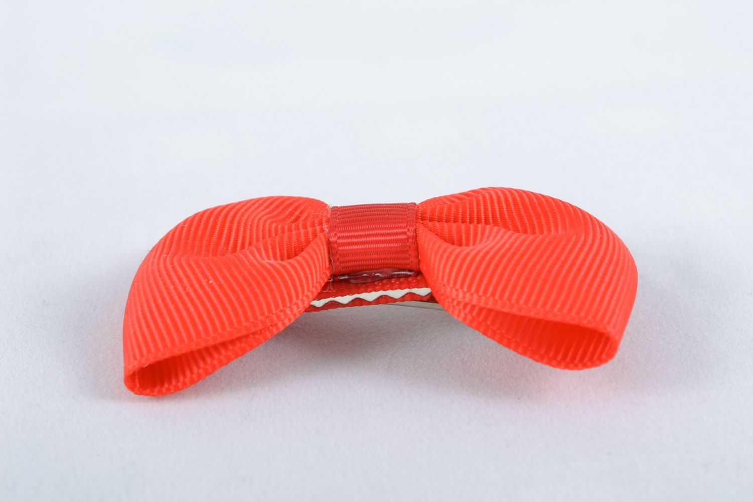 Handmade red rep ribbon bow hair clip textile hair accessories photo 5