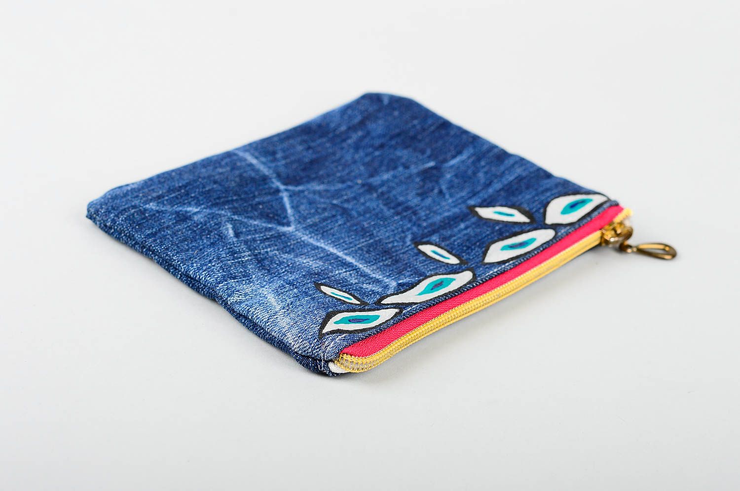 Сумочка для косметики косметичка ручной работы сумка-косметичка из джинса фото 3