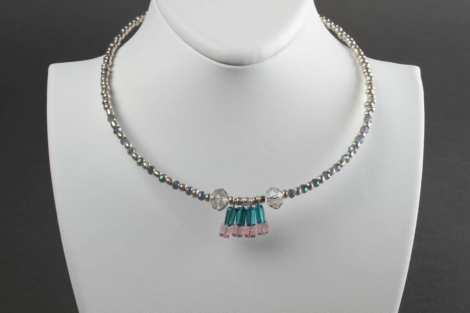 Handmade evening beaded necklace feminine designer necklace unusual jewelry photo 2