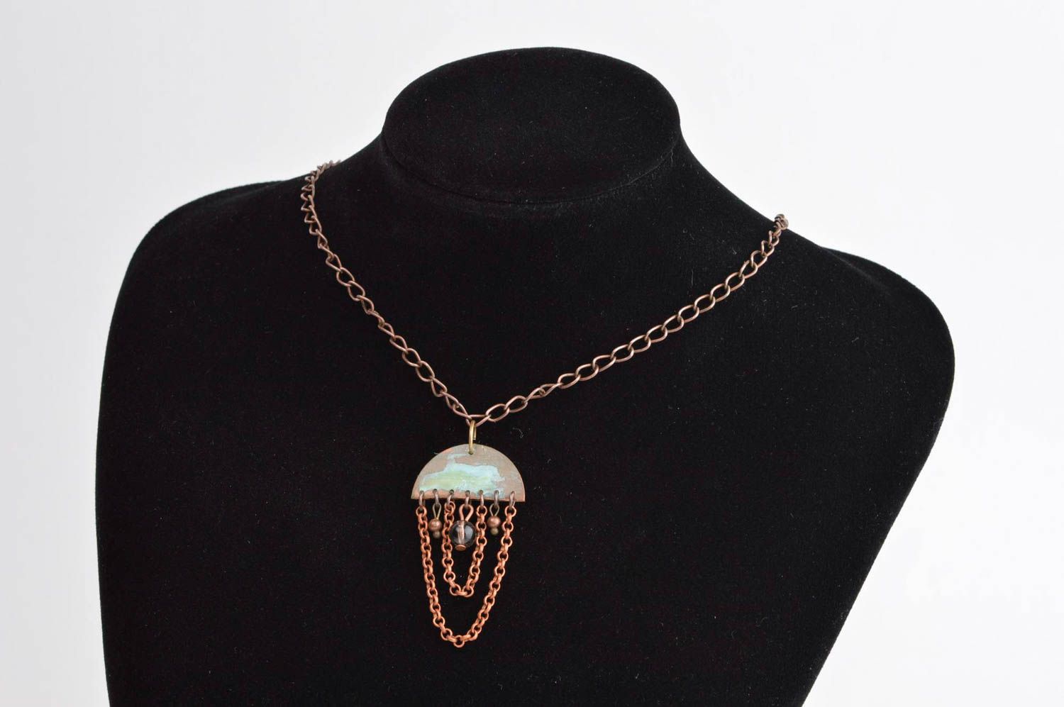 Handmade pendant designer copper accessories metal jewelry with stone photo 1