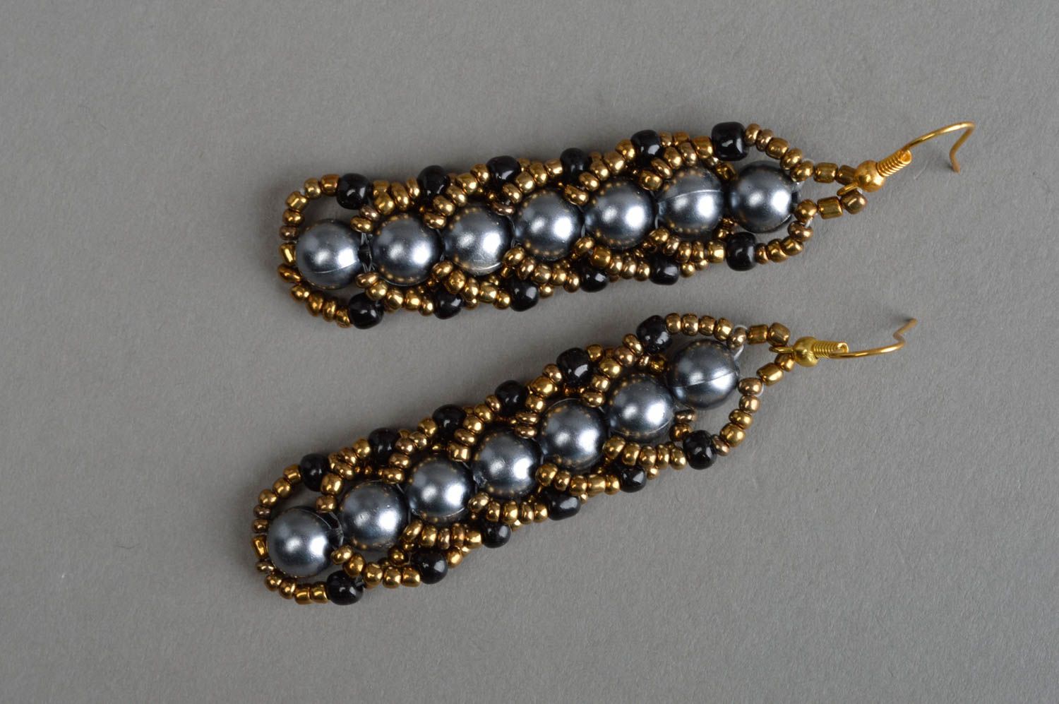 Boucles d'oreilles en perles de rocaille et perles nacrées faites main photo 2