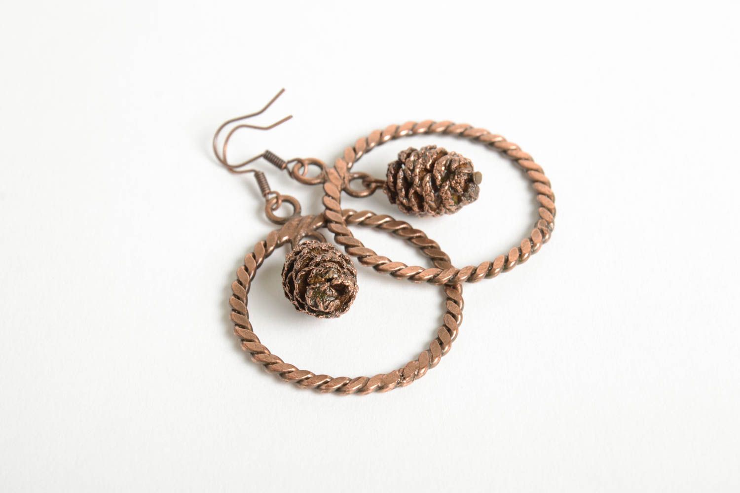 Unusual handmade metal earrings stylish copper earrings accessories for girls photo 4