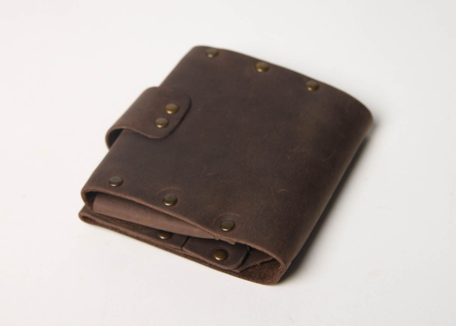 Коричневый кошелек ручной работы кожаный кошелек стильный кожаный аксессуар фото 3