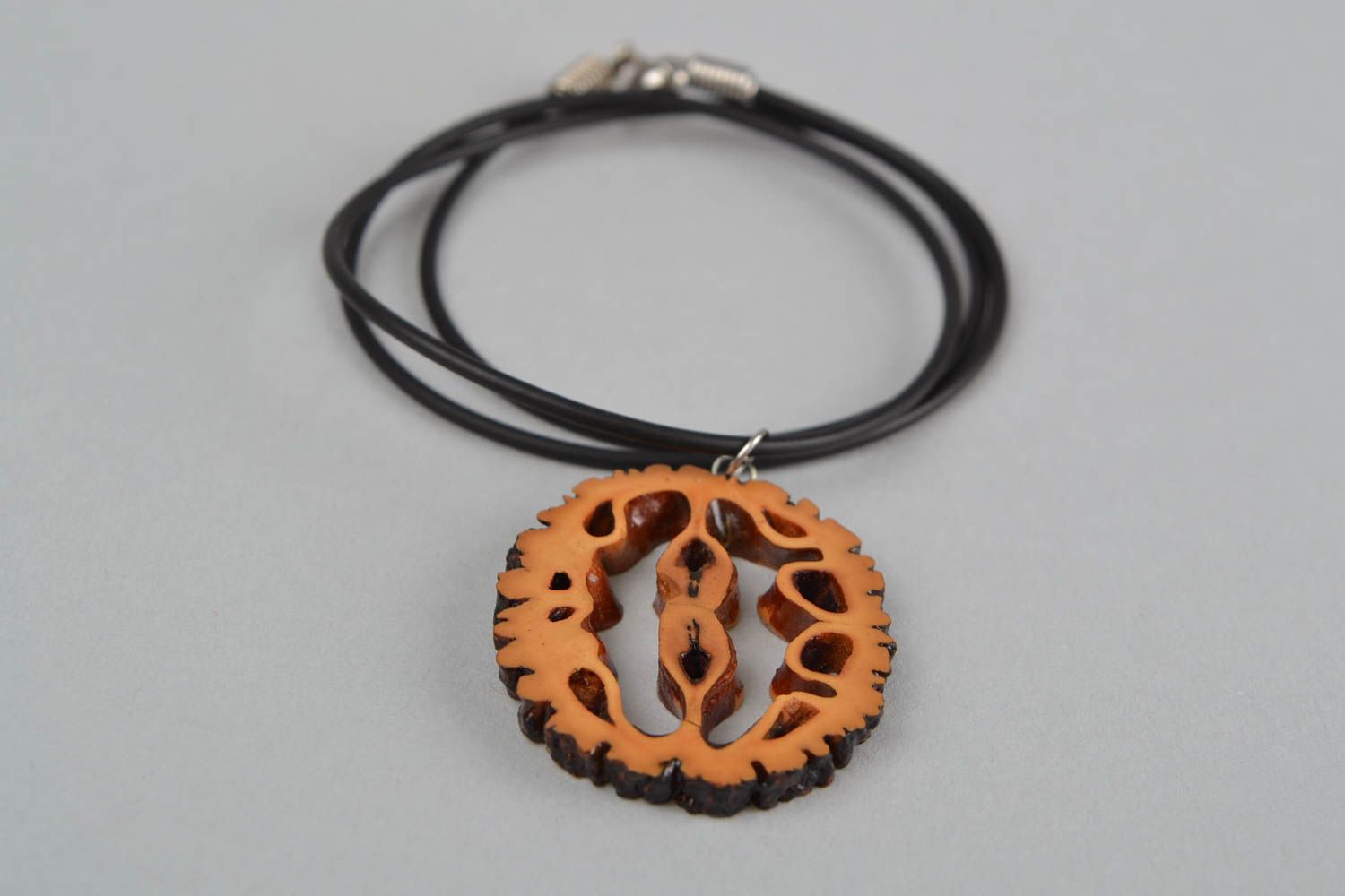 Unusual handmade walnut pendant fashion accessories designer jewelry for girls photo 4