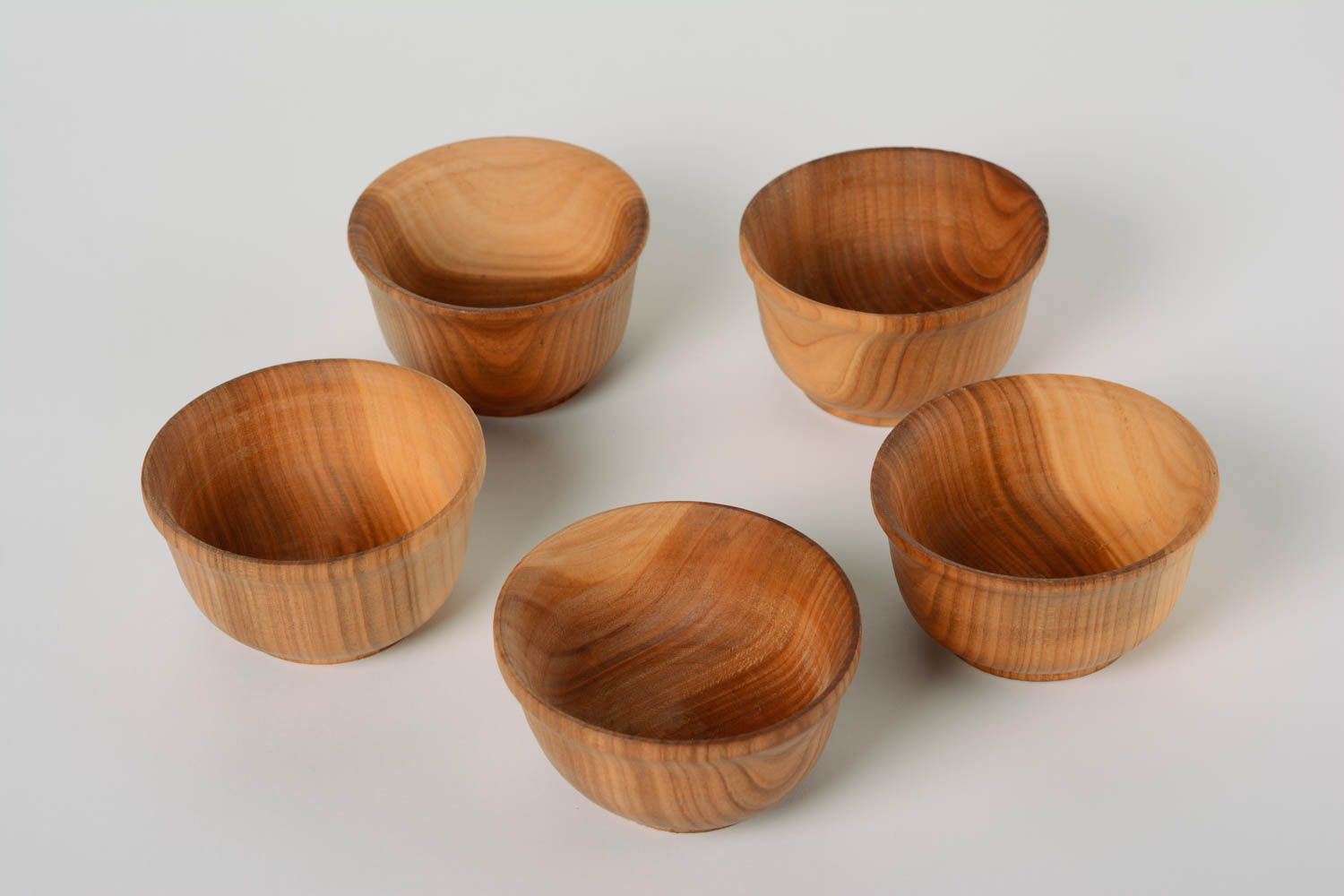 Set of 5 handmade decorative small wooden bowls for serving cookies and nuts photo 2