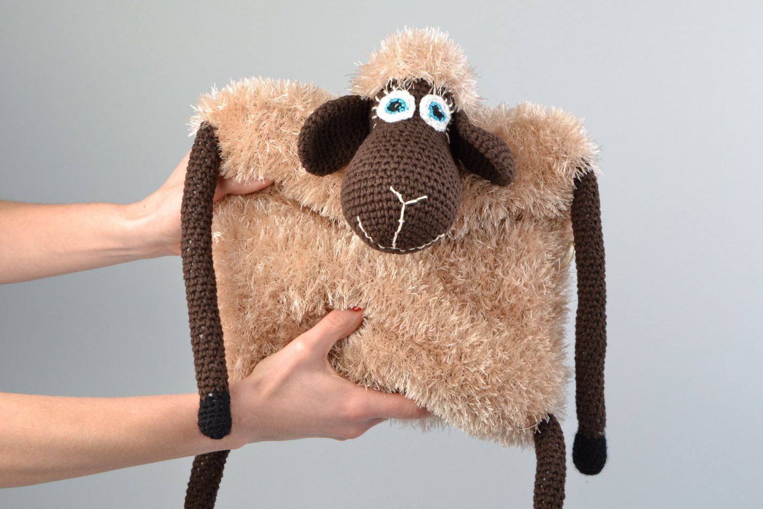 Handmade crochet and knit soft pillow pet Fluffy Sheep photo 2