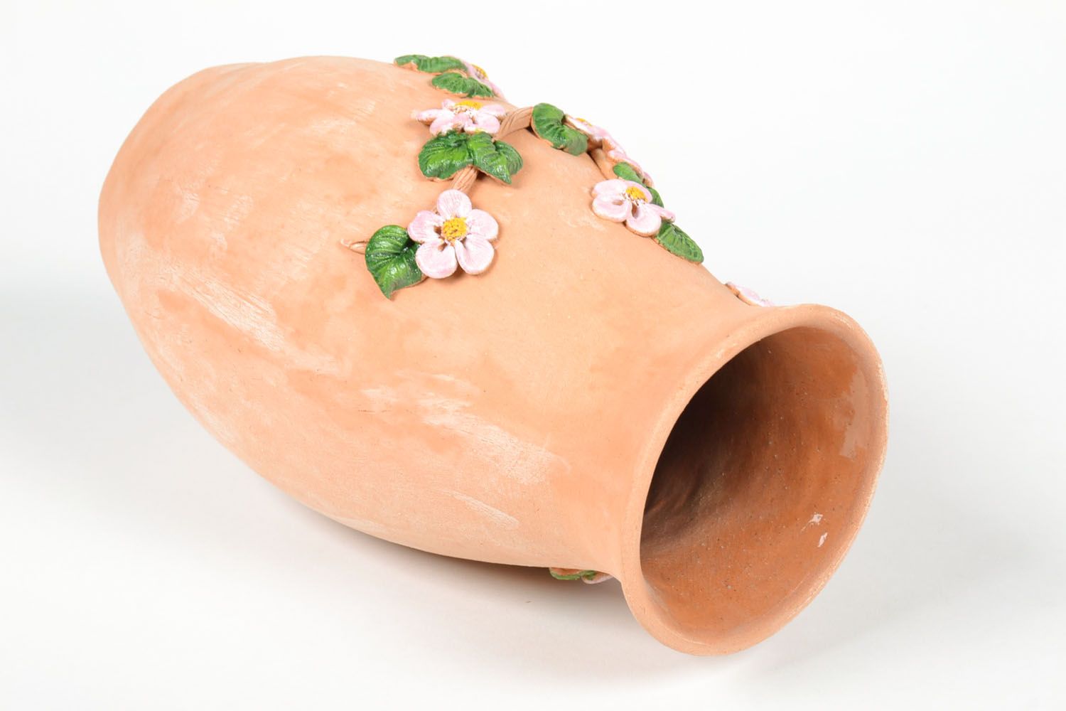 Decorative ceramic handmade flower vase with a molded ornament for home décor 10, 3,5 lb photo 3