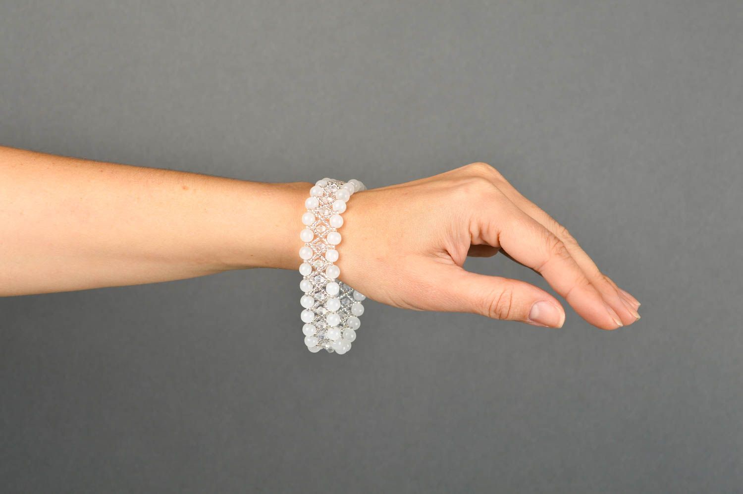 Модная бижутерия ручной работы модный браслет широкий белый браслет из бусин фото 2