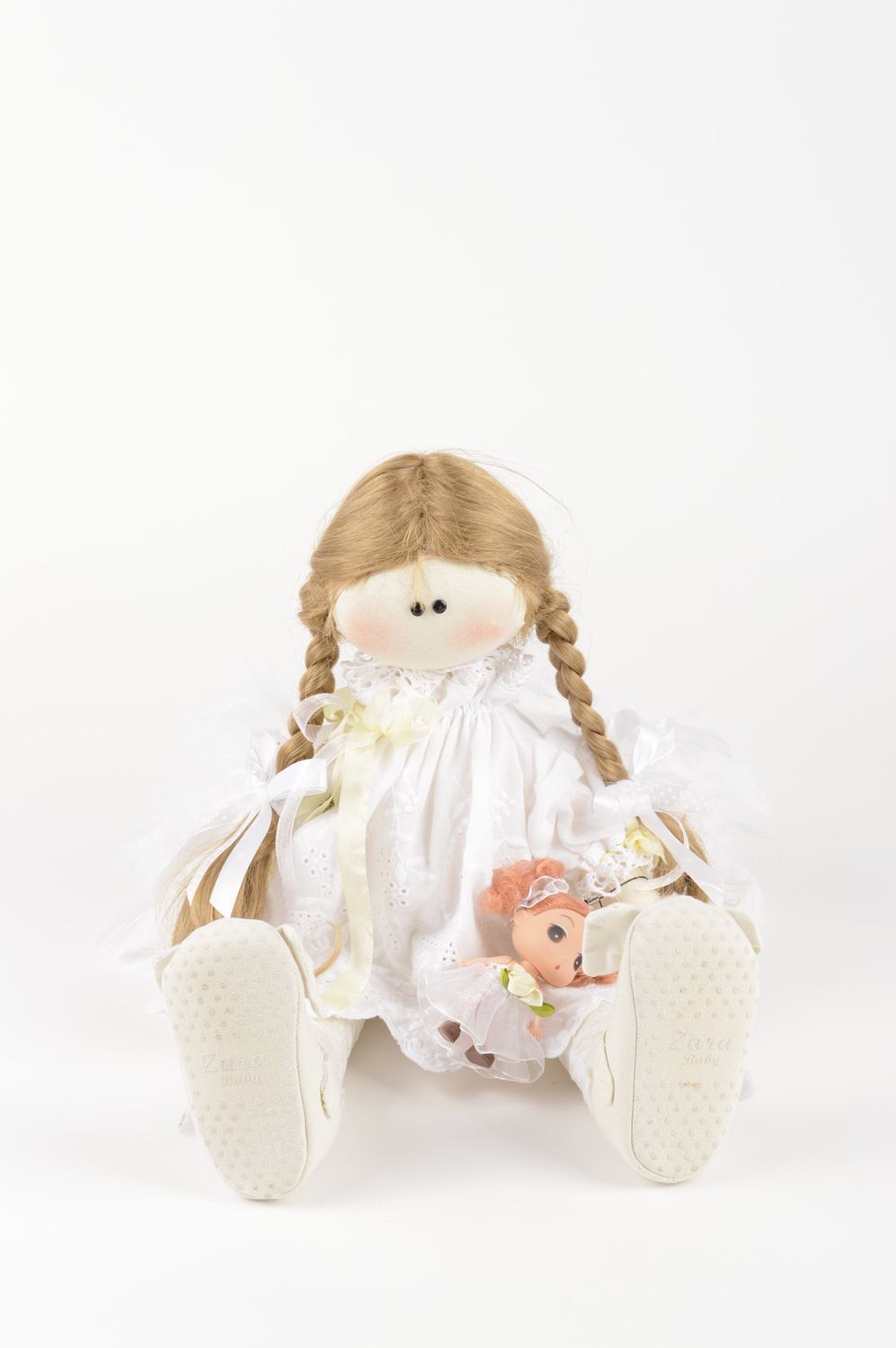 Handmade beautiful textile doll unusual stylish doll soft toys for kids photo 4