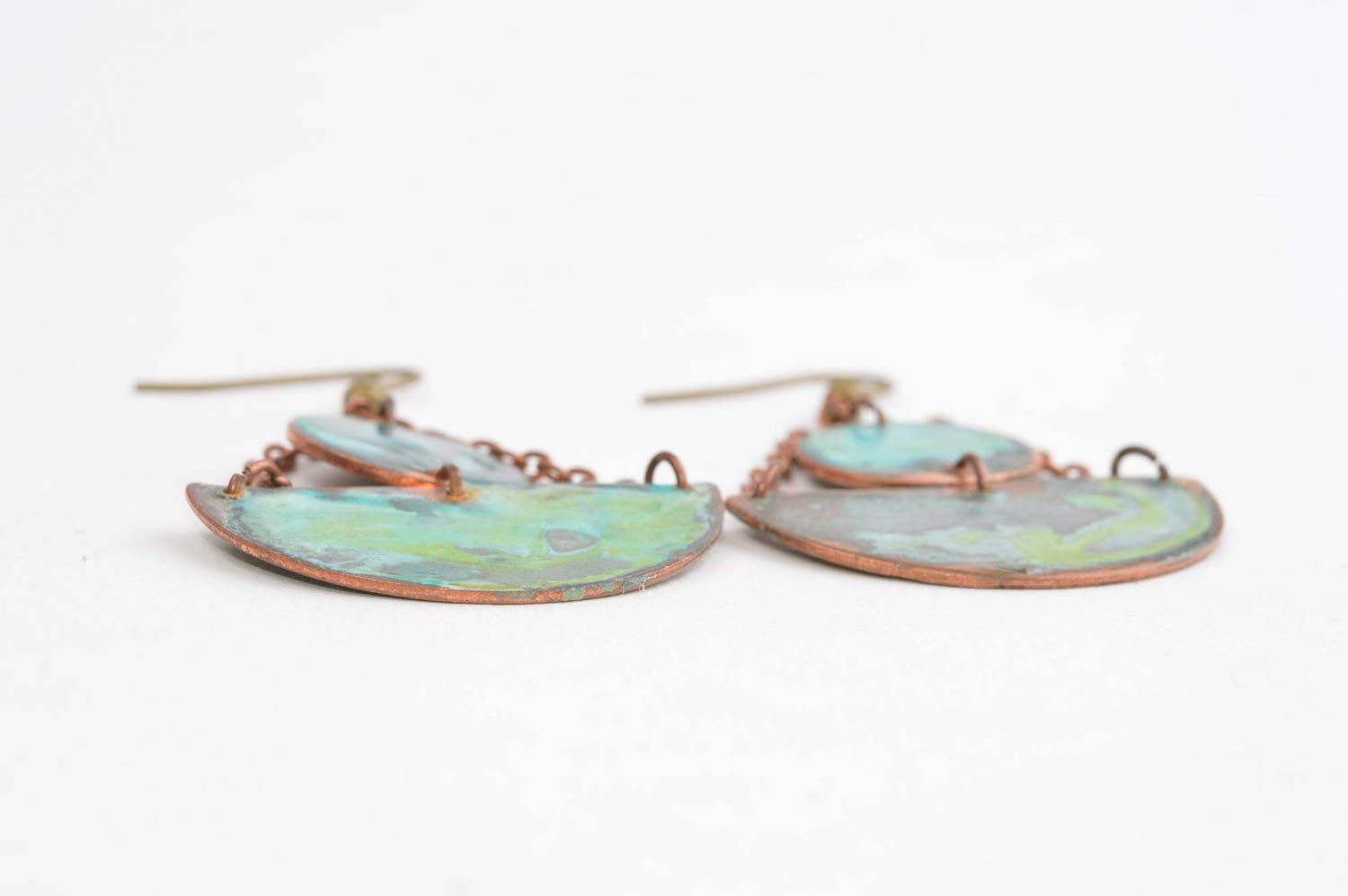 Pendientes de cobre artesanales accesorios para mujeres redondos regalo original foto 3