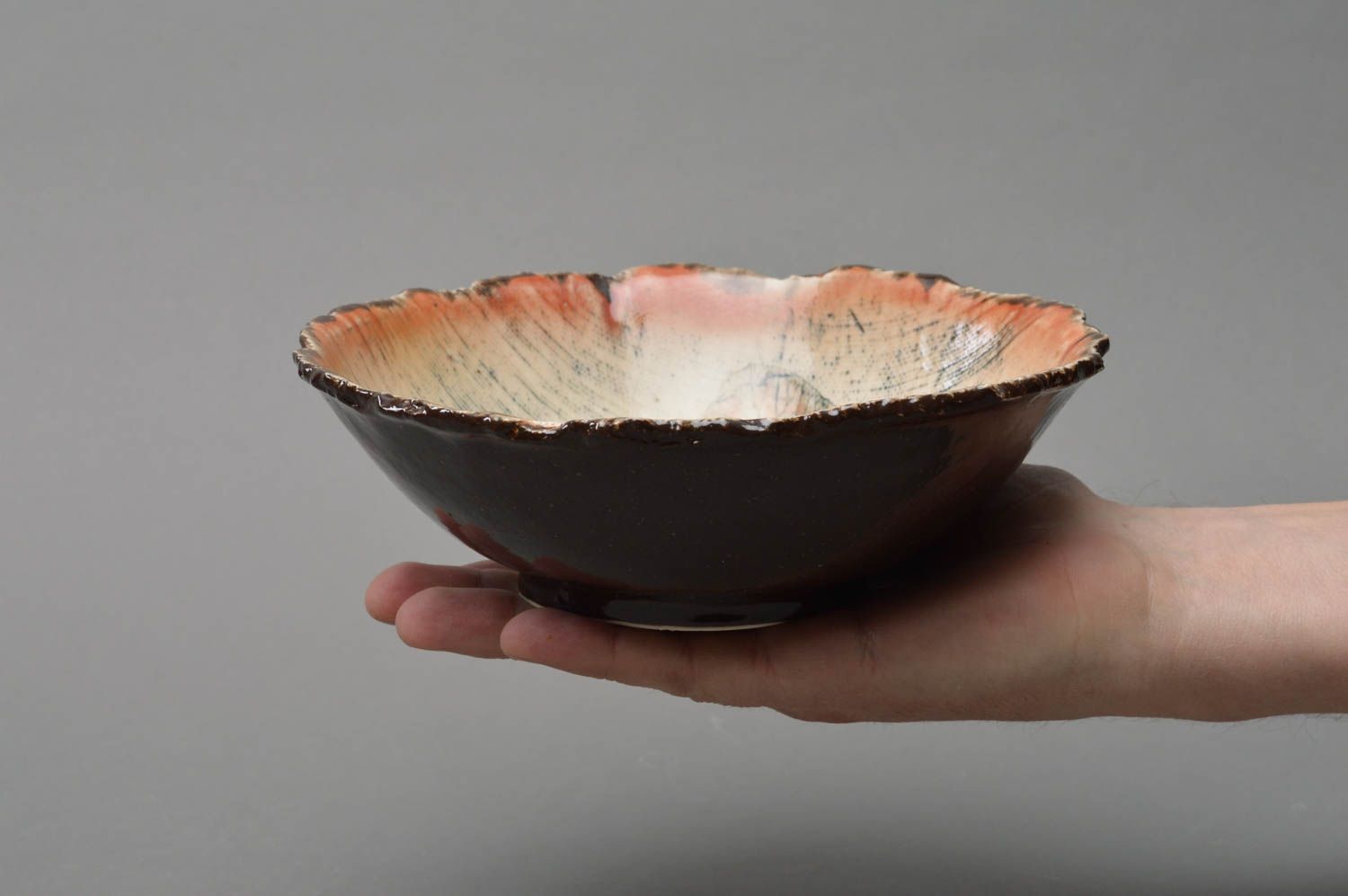 Beautiful handmade glazed porcelain bowl eco friendly majolica dishware photo 3