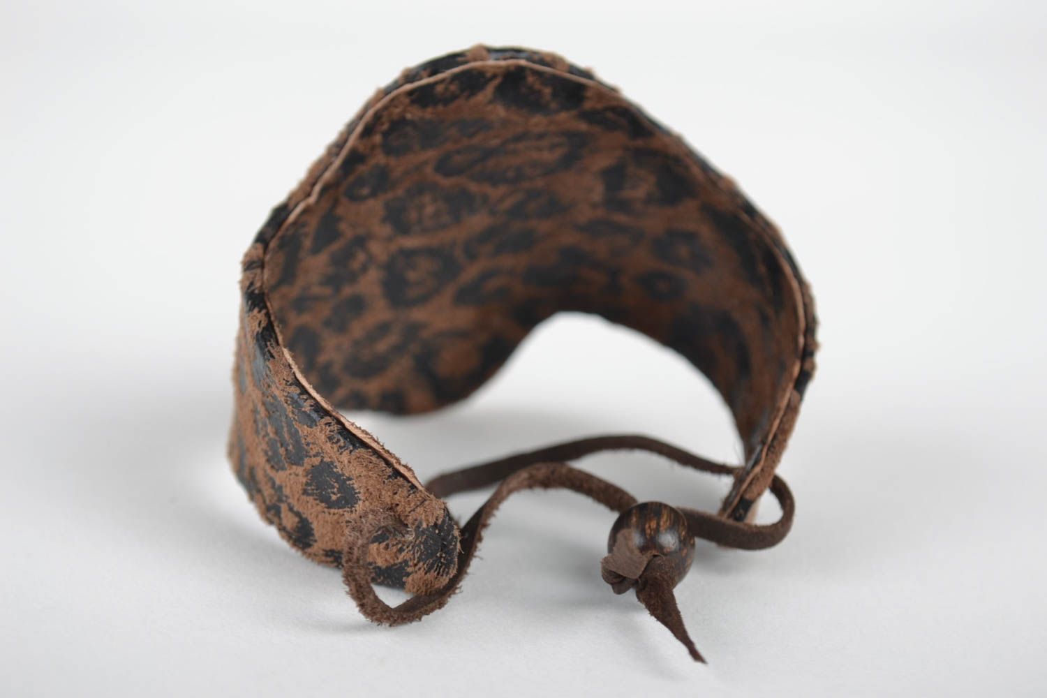Handmade wrist bracelet unusual leather bracelet female elegant accessory photo 2