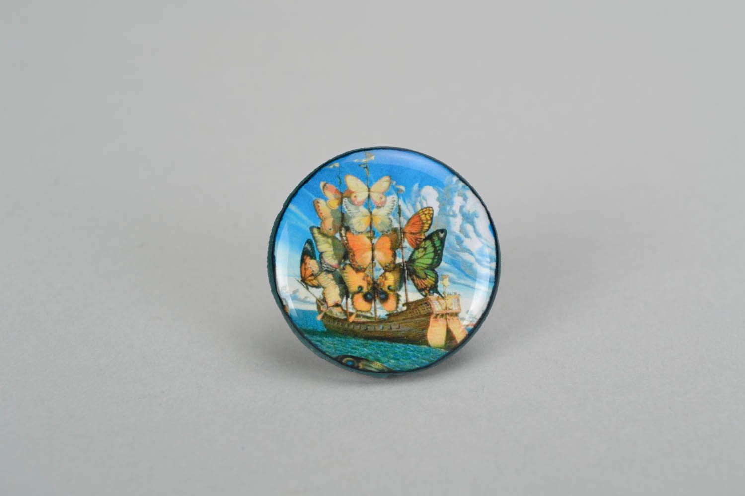Polymer clay ring Flying Ship photo 2