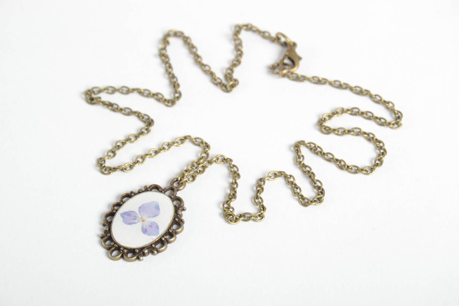 Handmade botanical jewelry unusual epoxy resin pendant stylish cute pendant photo 3
