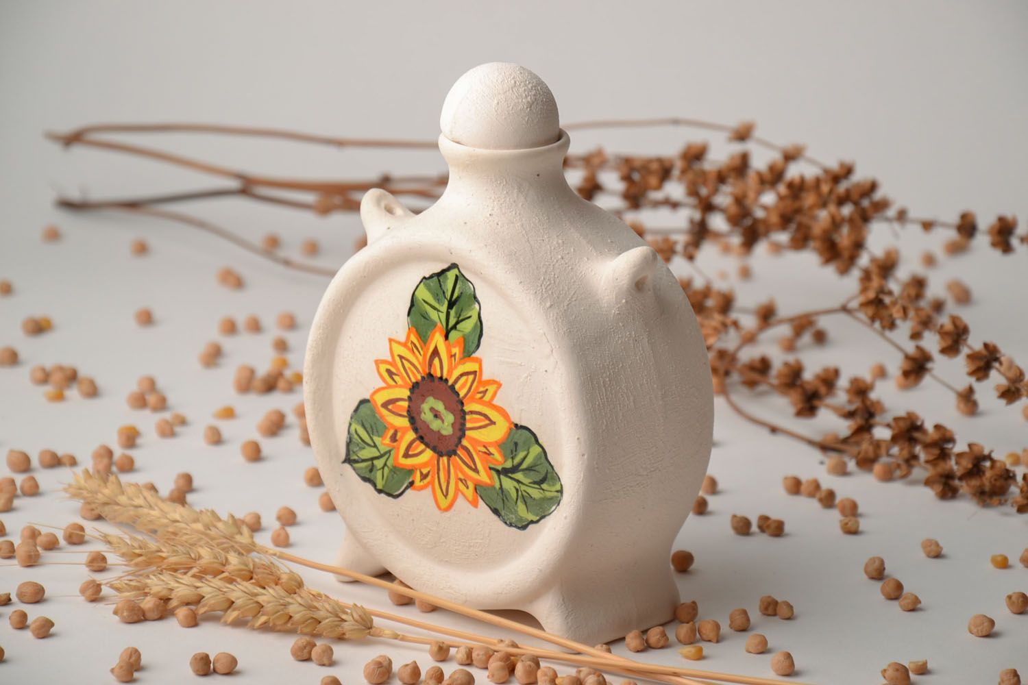 Decorative ceramic bottle Sunflower photo 1