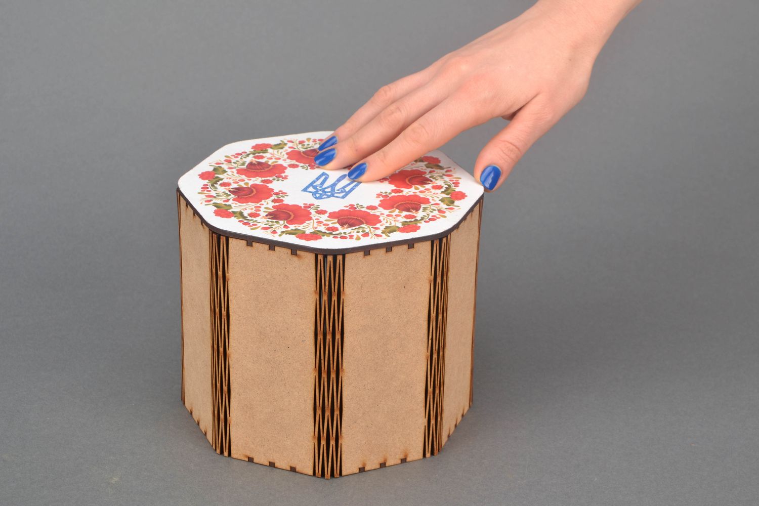 Boîte en bois brut faite main serviettage avec impression photo 2