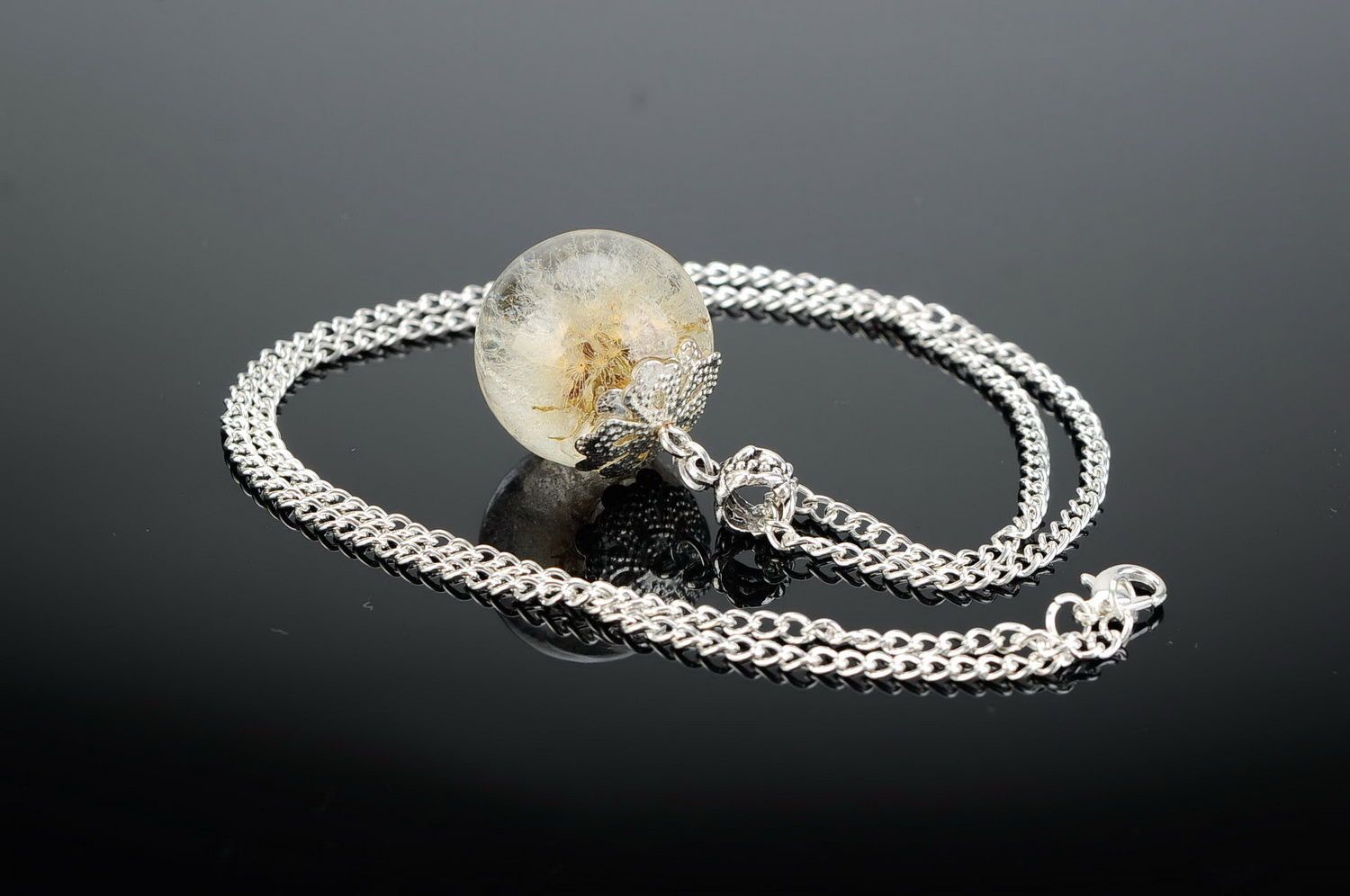 Pendant with dried flower Dandelion photo 3