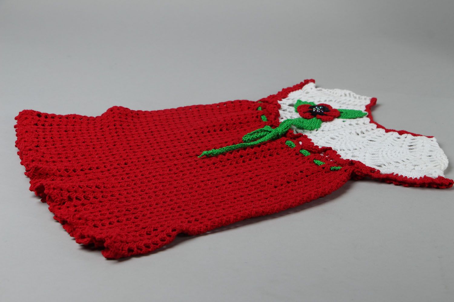 Red crochet dress photo 3