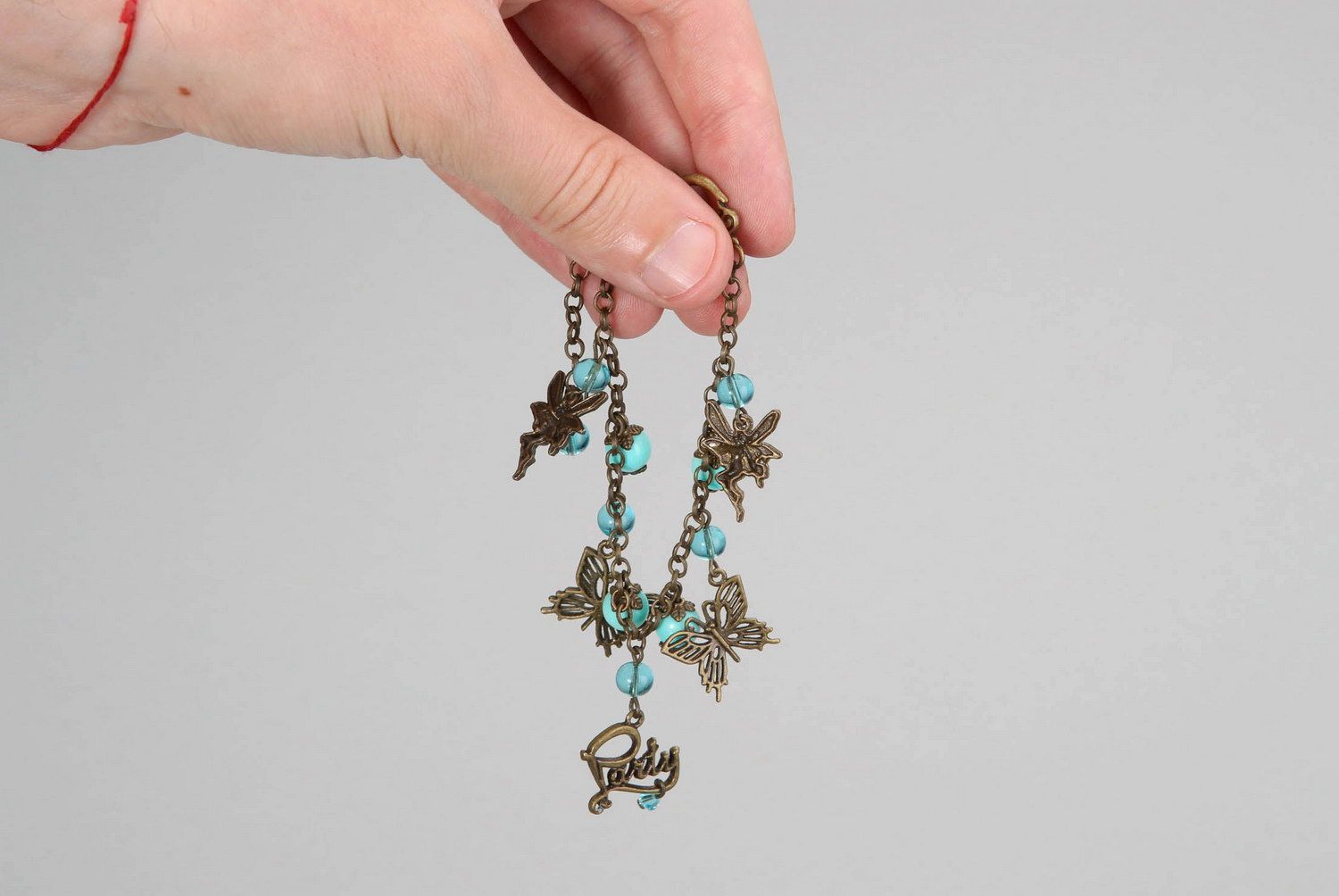 Bronze Armband mit Türkis Schmetterlinge foto 3