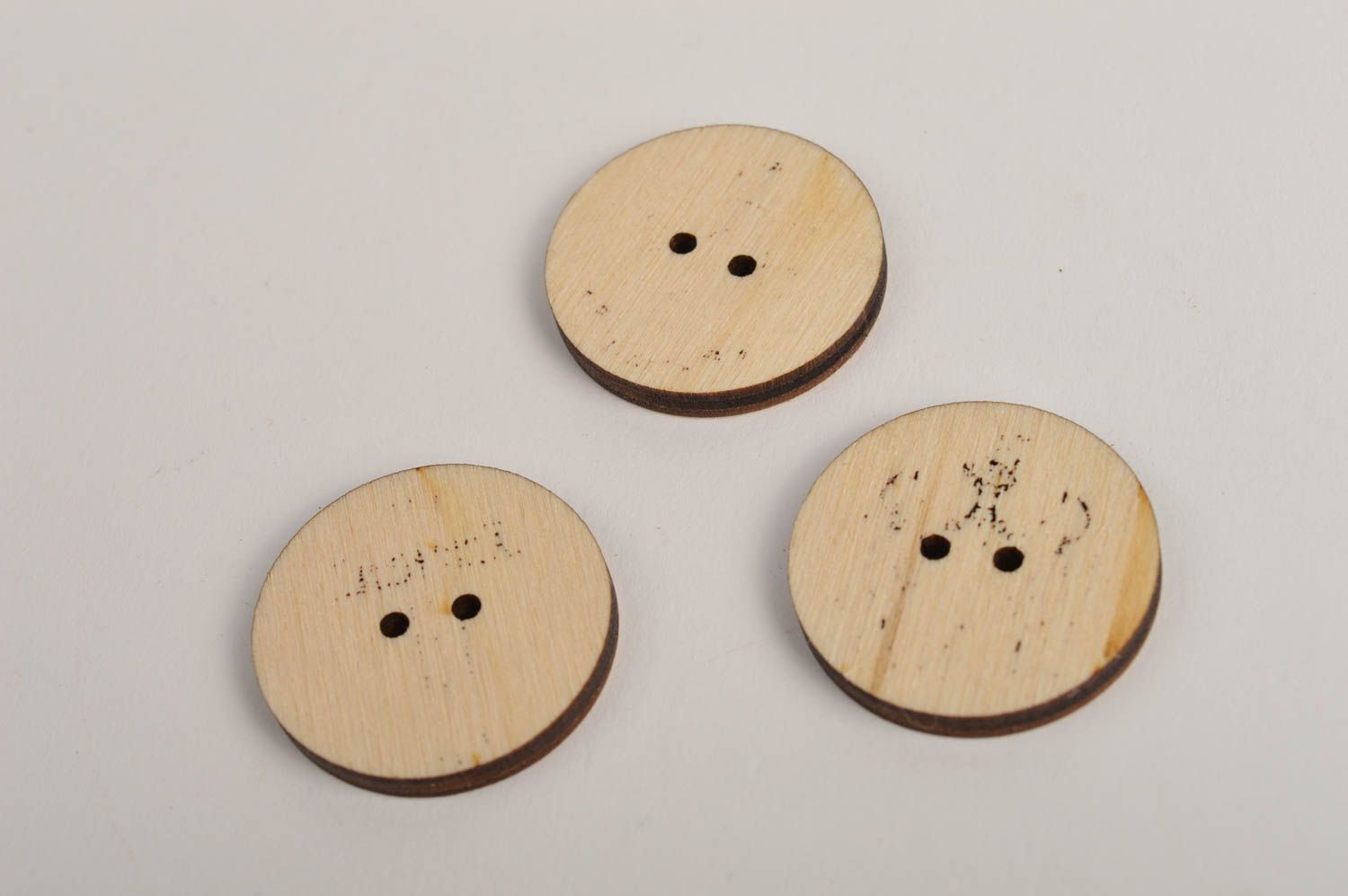 Handmade plywood blank wooden button 3 pieces needlework accessories gift ideas photo 4