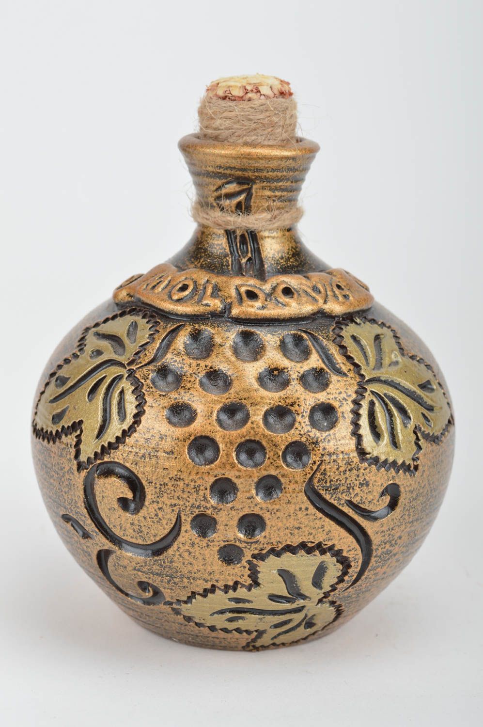 Jarro de cerámica pintado con esmaltes hecho a mano Racimo de uvas original foto 2
