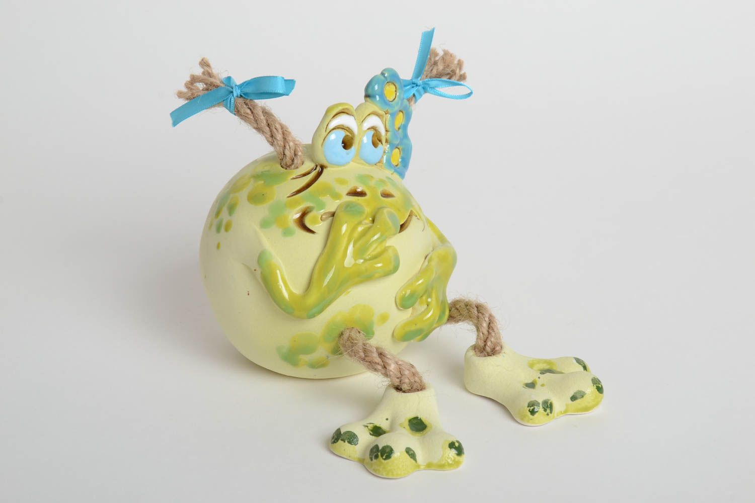 Lustige Spardose handgemachte Keramik Ton Deko Geschenk für Kinder bunt Frosch foto 2