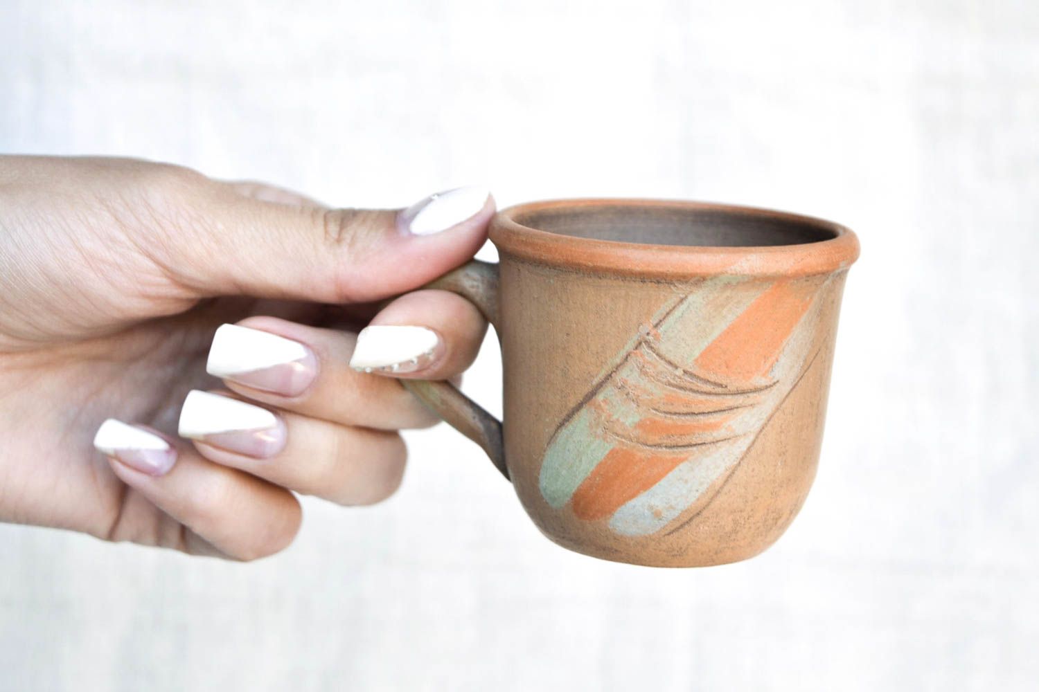 3,3 oz ceramic cup with handle and Italian style pattern photo 2