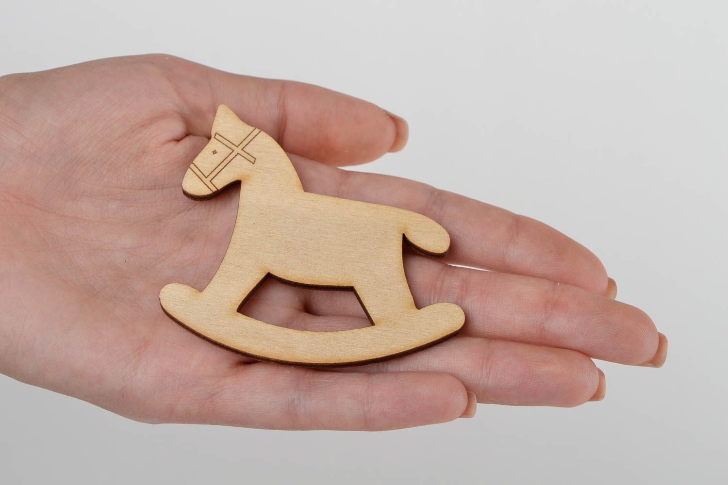 Handmade Figur zum Bemalen originell Holz Rohling Miniatur Figur Schaukel Pferd foto 2